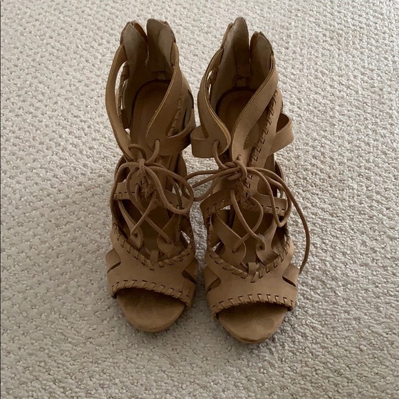 Nude suede wedges - Picture 4 of 6